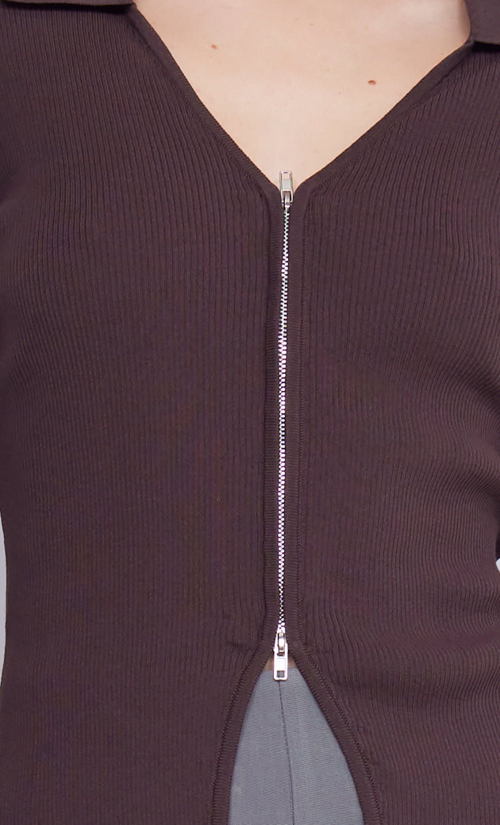 bec-bridge-imrie-zip-knit-cardigan-chocolate bec-bridge-imrie-zip-knit-cardigan-chocolate